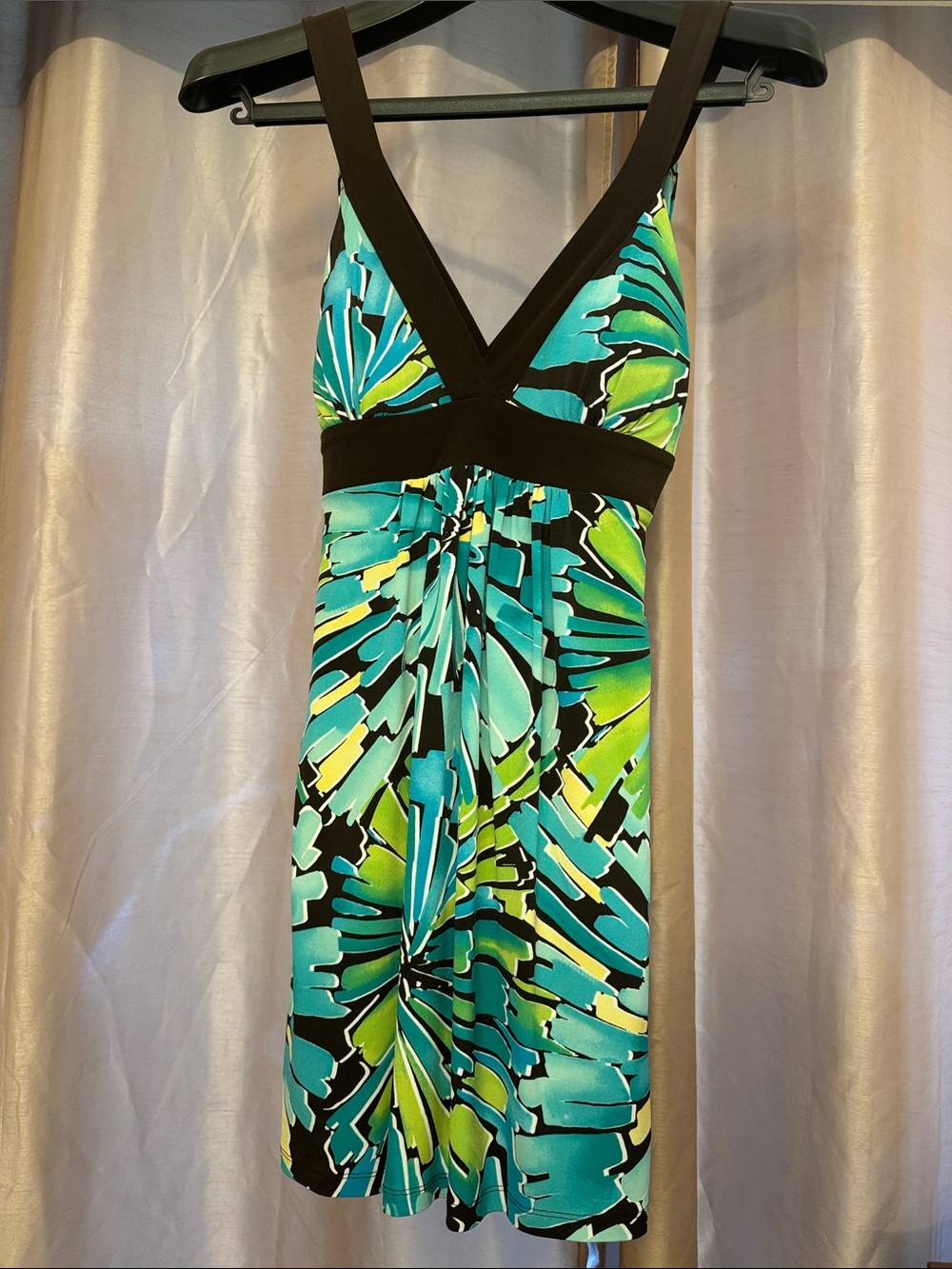Sweet Storm Turquoise Lime Abstract Print Mini Dress